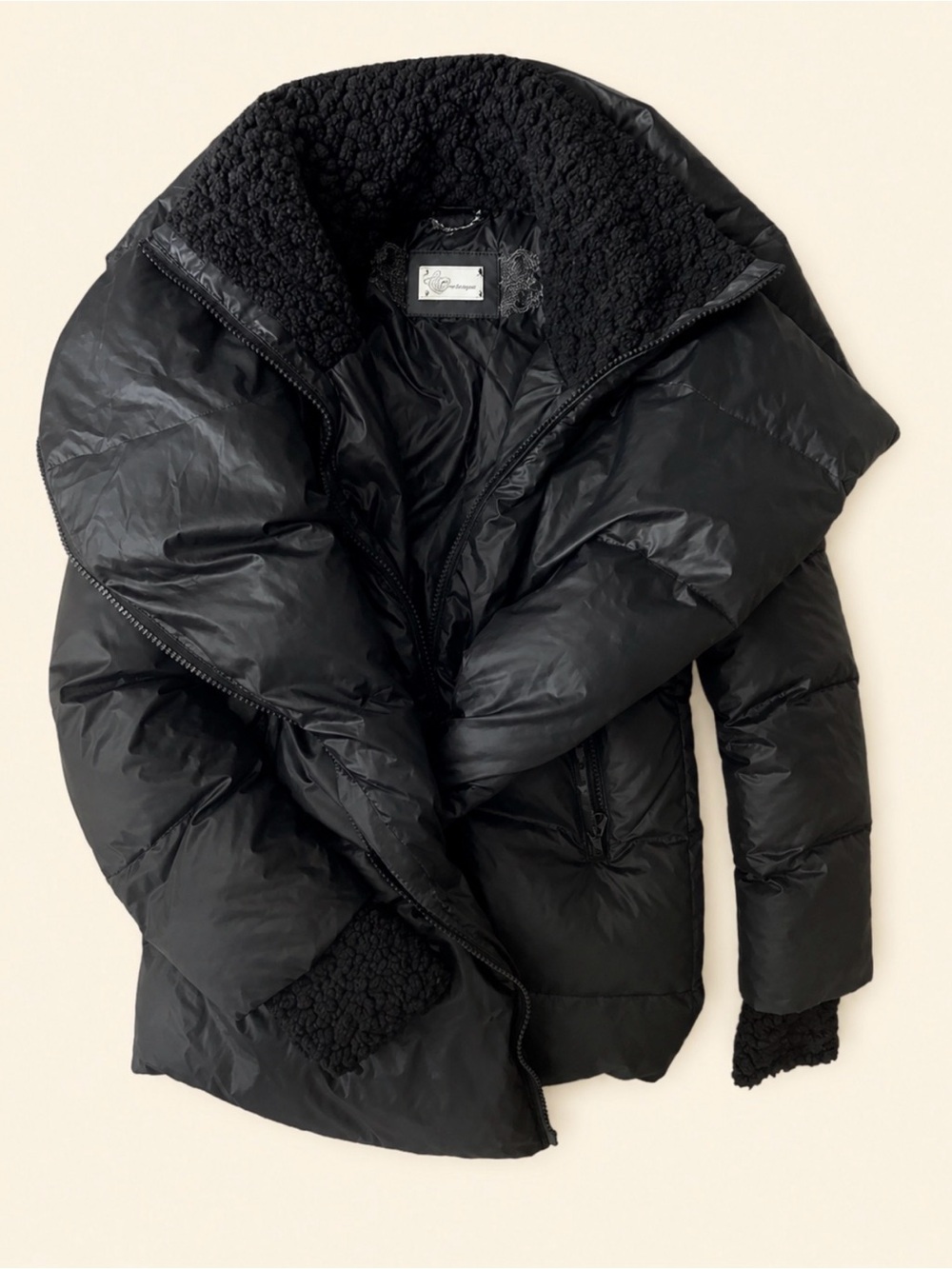 Mackage Black Quilted Jacket with Embroidered Trim